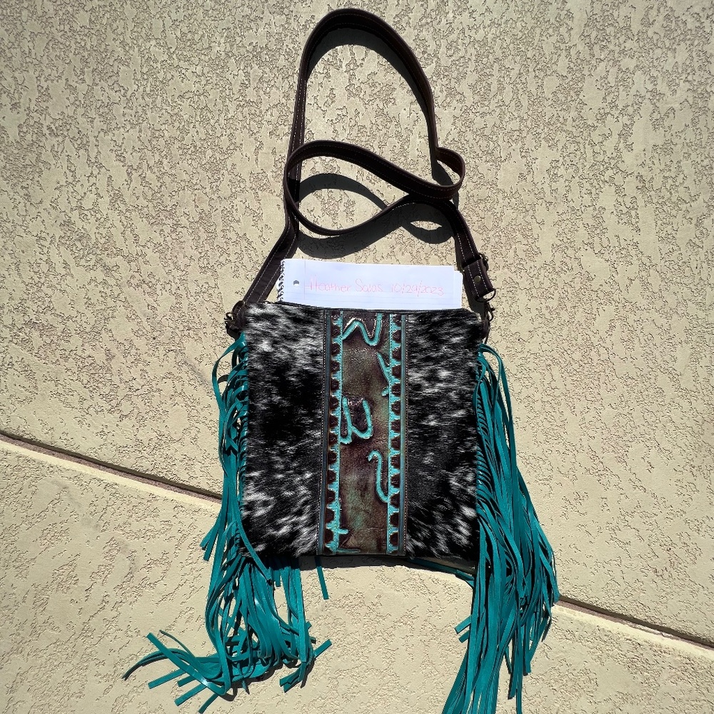 Dancing Cactus Designs Cowhide Crossbody Purse